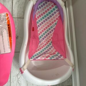 Fisher-Price Pink and White Baby Bath Tub with Polka Dot Sling